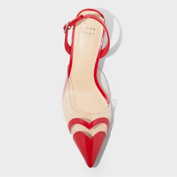 A New Day Red and Clear Pointed Heels, Size 6 - Picture 1 of 5